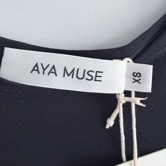 NWT AYA MUSE Scoop Tank Top Black XS Minimalist Semi Sheer Revolve - Picture 8 of 14